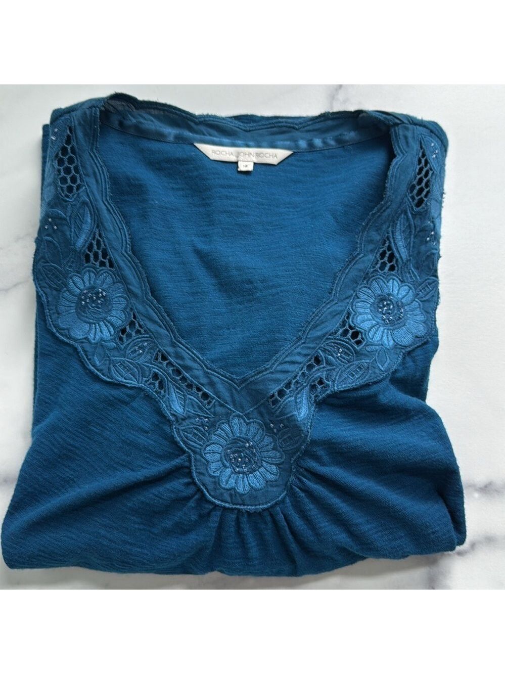 Rocha John Rocha Teal Blouse Size UK 12 - Picture 15 of 15